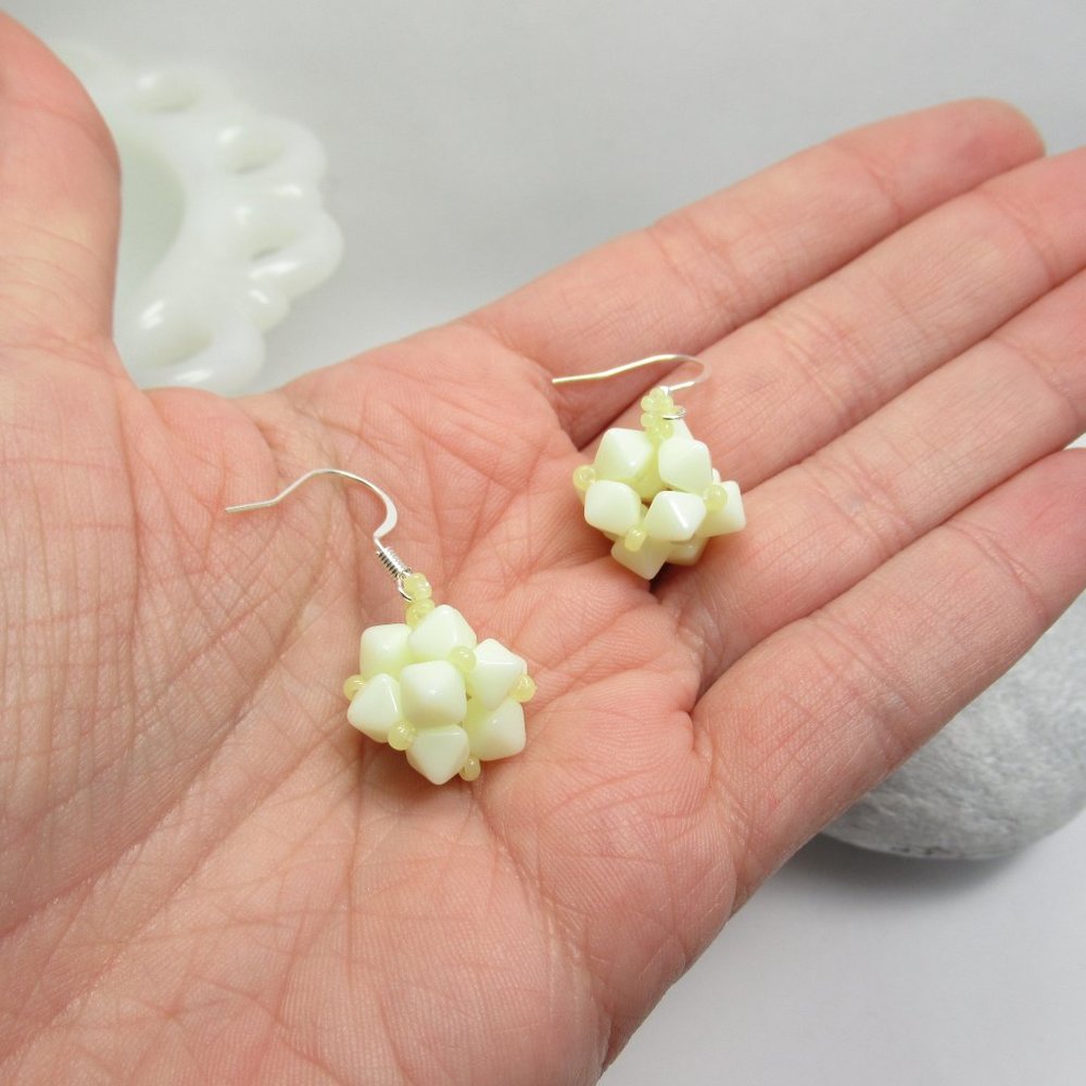 Czech Uranium glass beaded bead earrings - Picture 9 of 15